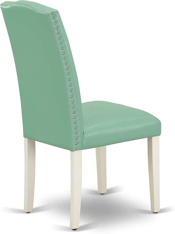 East West Furniture OXEN5-LWH-57 5 Piece Kitchen Table & Chairs Set Includes a Square Dining Room Table and 4 Pond Faux Leather Parsons Dining Chairs, 36x36 Inch, Linen White