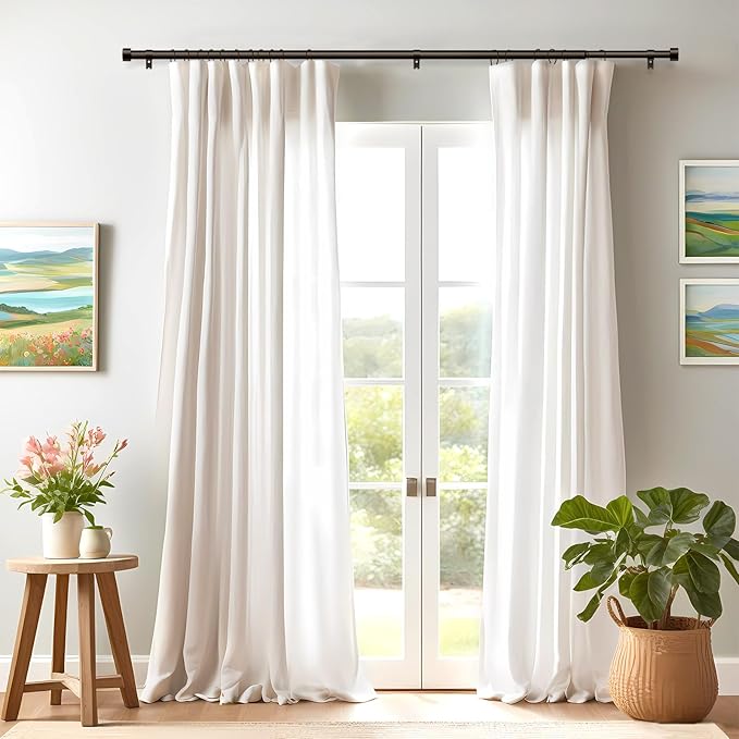 2 Pack Curtain Rods for Windows 28 to 48 Inch(2.3-4ft), 1 Inch Bronze Curtain Rods Set, Adjustable Heavy Duty Curtain Rod for Patio Bedroom Living Room, Modern Drapery Rods, Size 32"- 60"