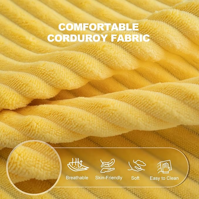 Giant Bean Bag Chair with Armrests - Oversized Cozy Seating for Adults, Corduroy Fabric & High - Density Foam Filling, Ideal Lounge for Living Room, Bedroom & Gaming Room (Corn Yellow)