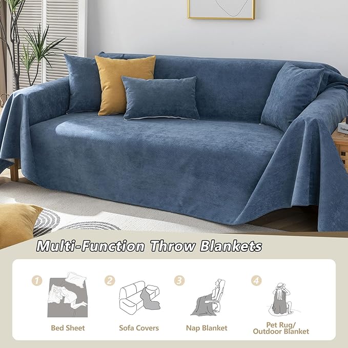 STACYPIK 100% Waterproof Sofa Covers for Dogs, Water Resistant Navy Blue Non-Slip Couch Covers, Pet Couch Protector for 2 Cushion Couch, Leakproof L Shaped Loveseat Slipcover for Sectional-71X118IN