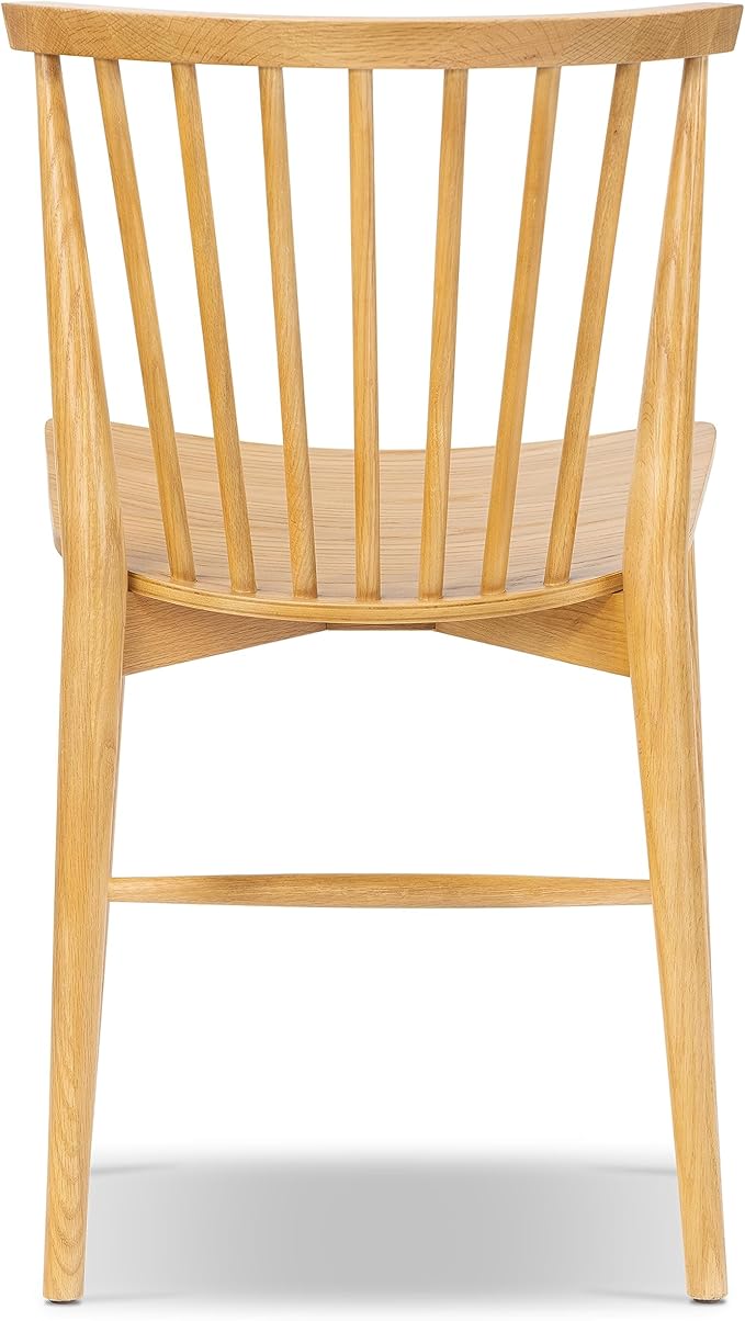 POLY & BARK Ligna Dining Chair Black – Mid-Century Inspired Chair with Sculpted Spindle Back – Solid American Walnut Frame and Engineered Wood Veneered Seat – Fully Assembled and Ready to Use