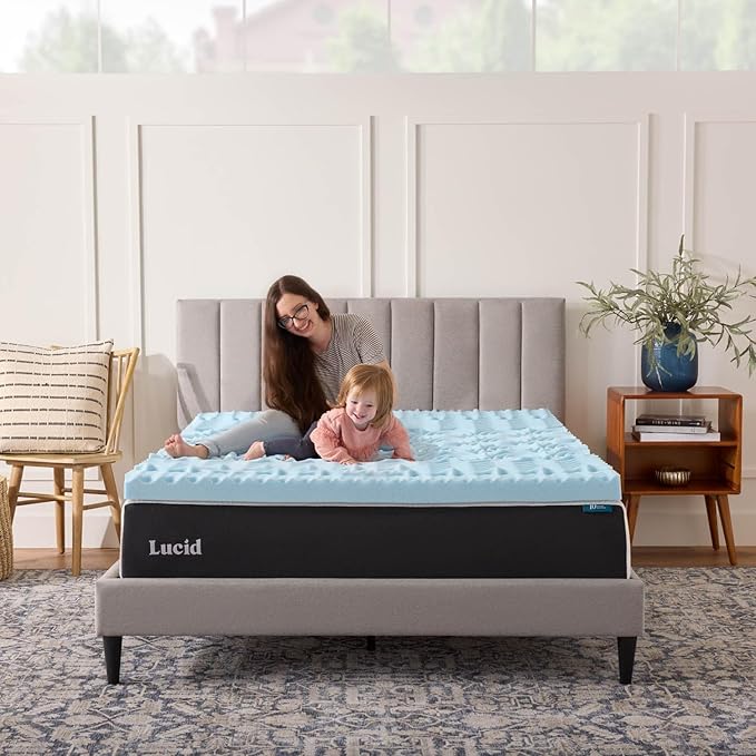 LUCID Gel Infused Memory Foam Mattress Topper – 3 Inch Mattress Topper – 5 Comfort Zones Relieve Pressure – CertiPUR-US Certified Foam - California King