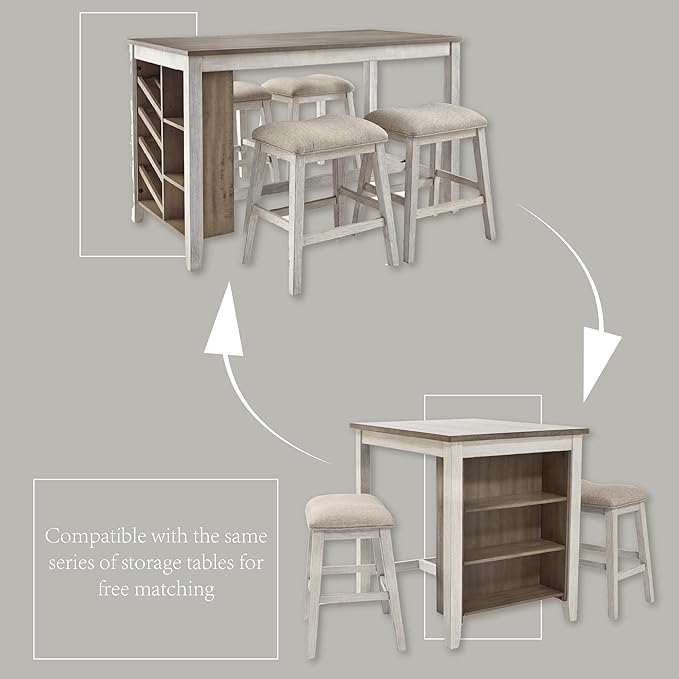 Signature Design by Ashley Skempton Modern 24" Counter Height Upholstered Barstool, 2 Count, Whitewash