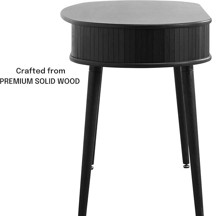 NTC Stream Desk, Modern Wooden Writing Desk with Hidden Drawer, Stylish Vertical Groove Design, Home Office Workstation, Minimalist Study Table, Easy Assembly - Burnt Black