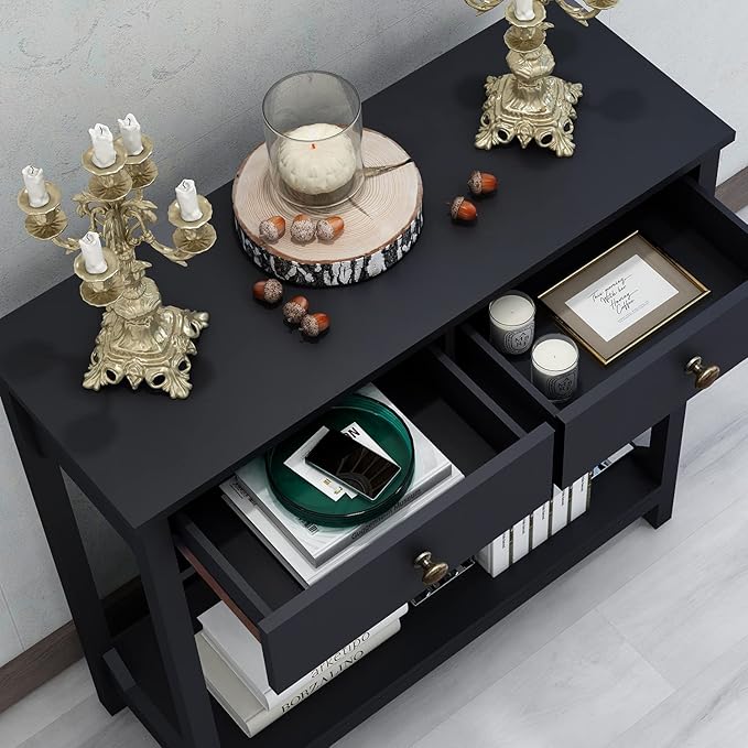 TaoHFE Black Console Table, 39.4"x11.8"x31.5"(L*W*H)
