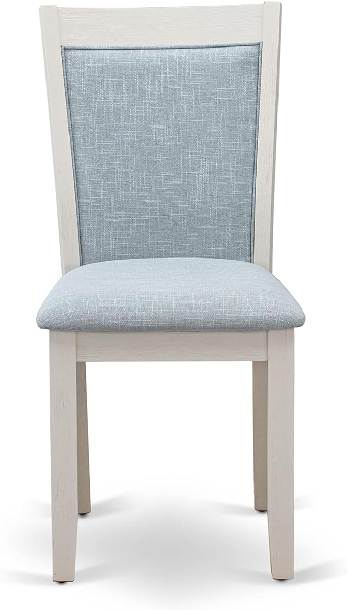 East West Furniture X027MZ015-7 7 Piece Dining Set Consist of a Rectangle Dining Room Table with X-Legs and 6 Baby Blue Linen Fabric Upholstered Parson Chairs, 40x72 Inch, Multi-Color