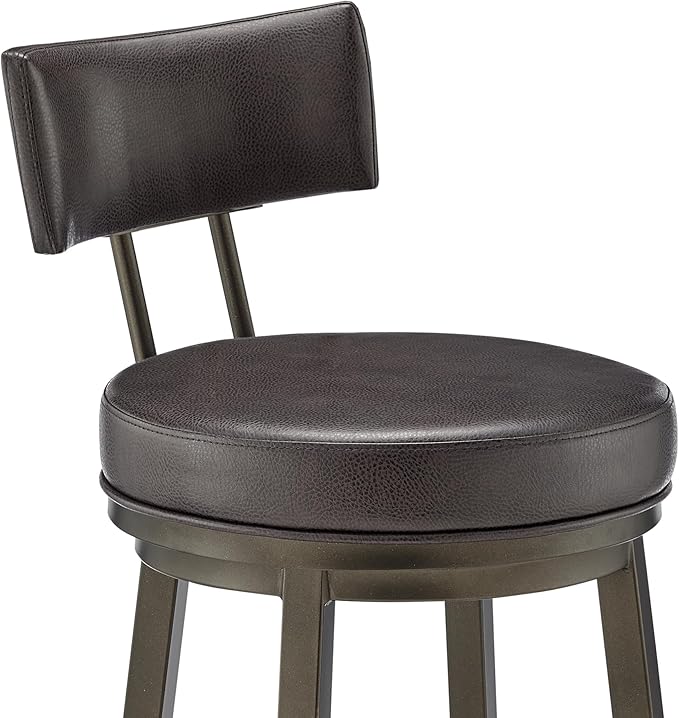 Armen Living Dalza Swivel Counter or Bar Stool in Mocha Finish with Brown Faux Leather