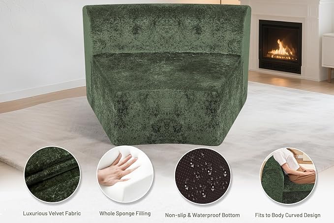 Homguava Modular Sectional Sofa, Memory Foam Couch Single Sofa Chair with Deep Seat, Modern Upholstered Sofa Couches for Living Room Apartment Office, No Assembly Required, Green