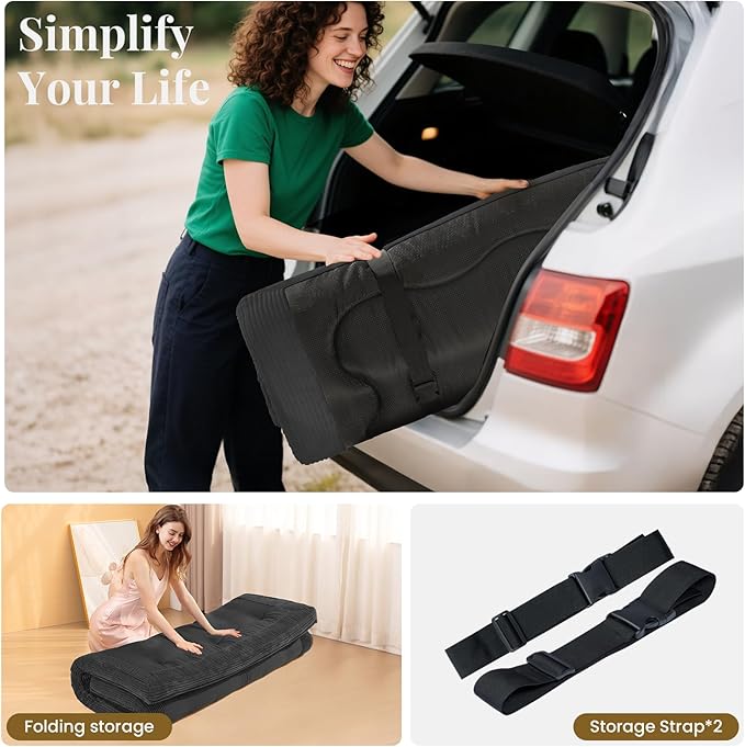 Japanese Floor Mattress, 4" Thicken Futon Mattress Queen Size Sleeping Pad, Corduroy Foldable Mattress Pad Roll Up Tatami Mat Floor Mattress for Adults（Grey）