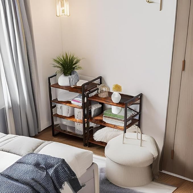 3-Tier Small Bookshelf Vintage Industrial Bookcase for Office and Home,Sturdy Metal Frame with MDF Panels,Easy Assembly,27.56" H x16.54 W x11 D
