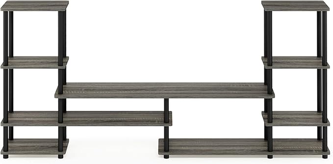 FURINNO Turn-N-Tube Grand Entertainment Center, French Oak Grey/Black