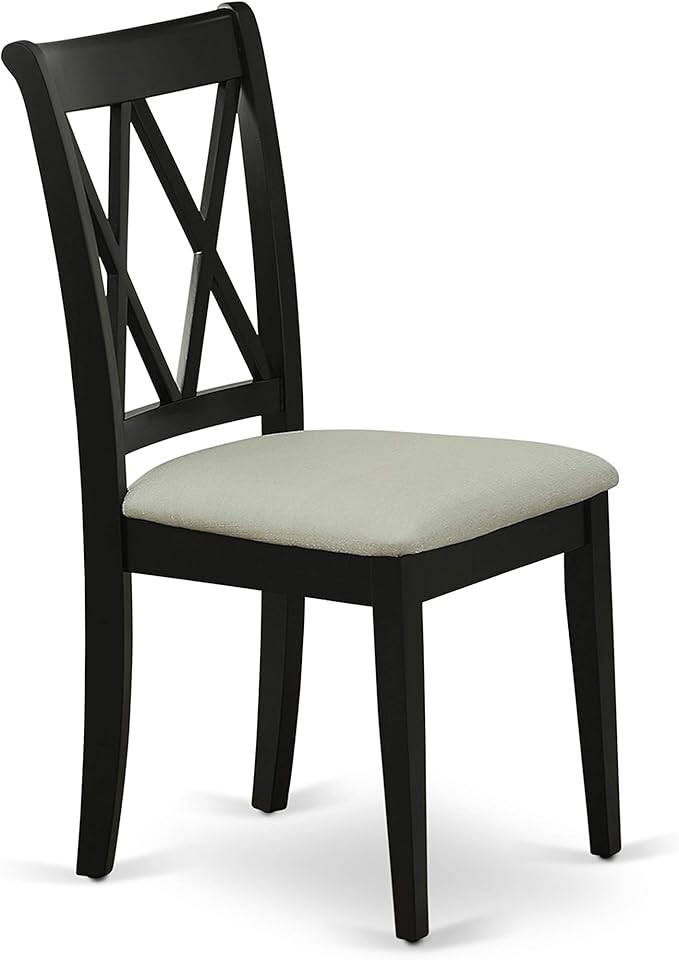 East West Furniture DUCL7-BLK-C 7 Piece Dining Room Furniture Set Consist of a Rectangle Dining Table and 6 Linen Fabric Upholstered Chairs, 36x60 Inch, Black