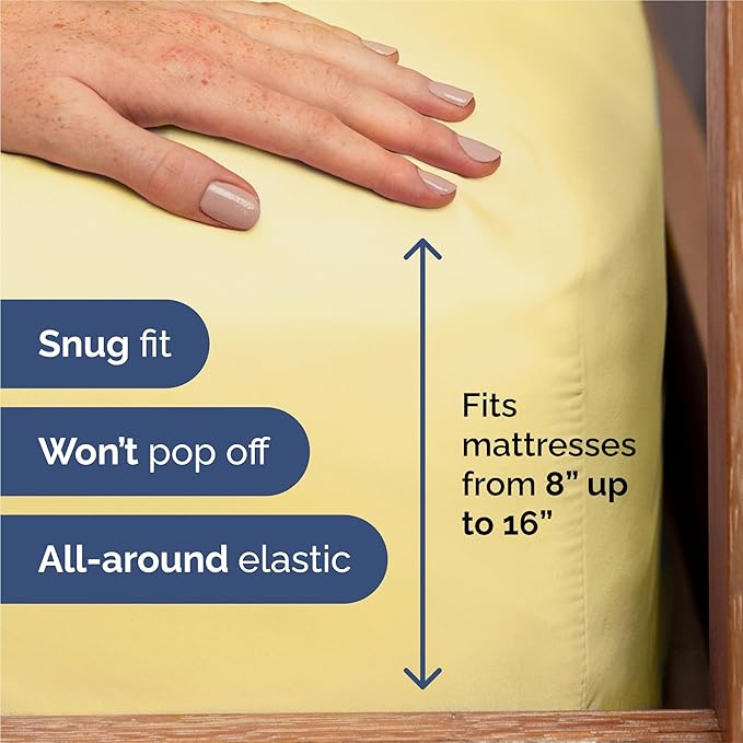 King Size 4 Piece Sheet Set - Comfy Breathable & Cooling Bed Sheets Set - Hotel Luxury Bedding for Women, Men, Kids, Teens, Boys & Girls - Deep Pockets, Ultra-Soft, Wrinkle Free - Oeko-Tex - Yellow