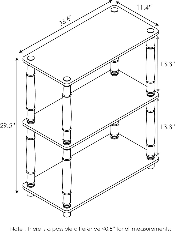 Furinno Turn-N-Tube 3-Tier Compact Multipurpose Shelf Display Rack with Classic Tube, Espresso/Black