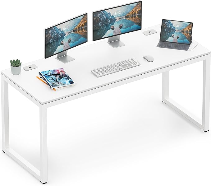 SHW 55-Inch Commercial-Grade Office Computer Desk, White