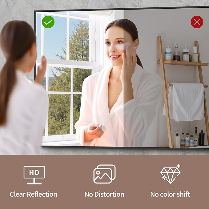 YIROMAN Bathroom Mirror 48"x24", Large Matte Black Bathroom Mirror for Over Sink with Aluminum Frame, Rectangular Vanity Mirror with Right Angle, Wall Mirror Hangs Horizontal or Vertical, Shatterproof