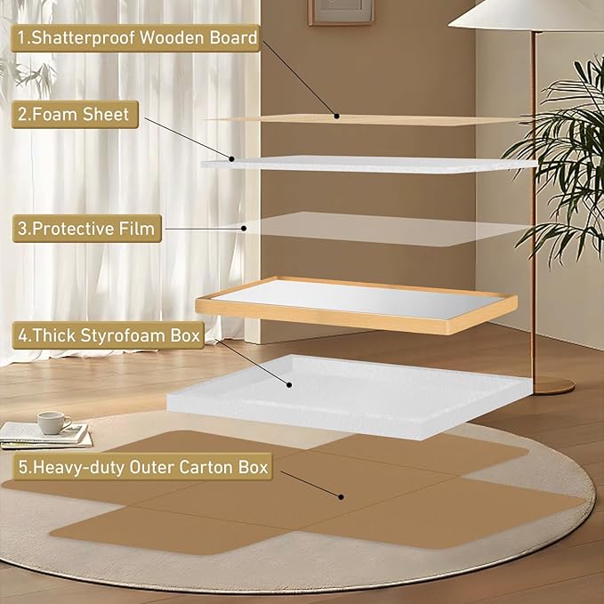 24x36 Inch Bathroom Mirror for Wall,Matte Gold Framed Rectangle Mirror with Rounded Corner,Aluminum Alloy Framed Brushed Wall Mirror for Bedroom or Living Room,Vertical or Horizontal