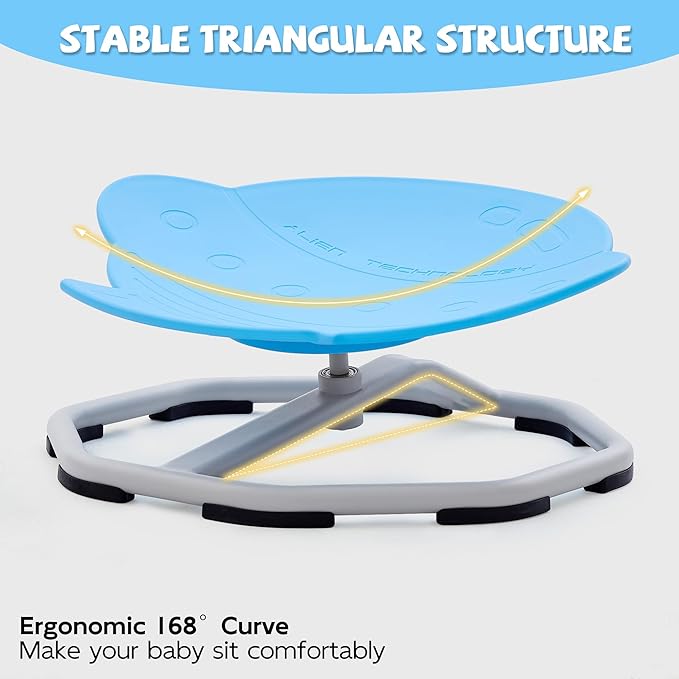 Spinning Chair for Autistic Kids, Non-Slip Sensory Spinning Chair, Sit and Spin Autism Toys Training Body Coordination (Blue)