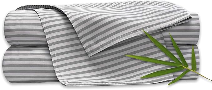 Queen Sheets by Pure Bamboo, Genuine 100% Organic Viscose Derived from Bamboo Bed Sheet Set, Luxuriously Soft & Cooling, Double Stitching, Lifetime Quality Promise (Queen, Stripes)