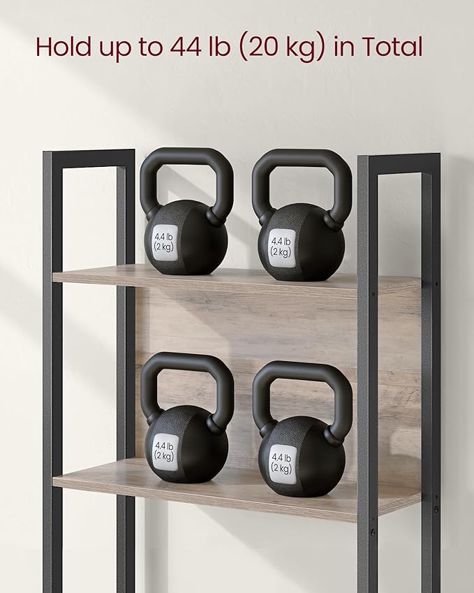 VASAGLE 5-Tier Bookshelf, Book Shelf, Industrial Bookcase, with Steel Frame, for Living Room, Home Office, Bedroom, 9.4 x 24.4 x 65 Inches, Greige and Black ULLS025B02