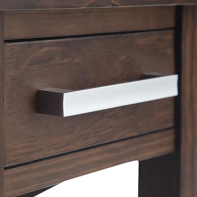 SIMPLIHOME Kitchener SOLID WOOD 14 inch Wide Rectangle Contemporary Narrow Side Table in Warm Walnut Brown for the Living Room and Bedroom