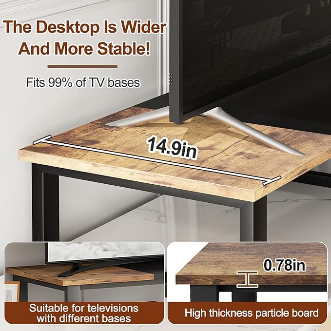 aboxoo 47" TV Riser for 32-60 inch TV, TV Riser Stand Shelf, Tabletop TV Stand Riser, Computer Monitor Table for Home Living Room, Study Office (Brown)