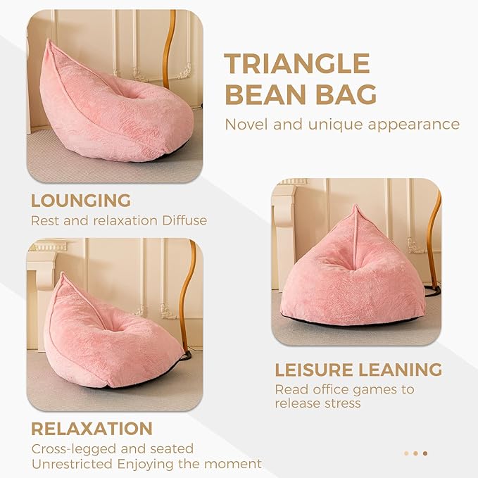 BYBYME Bean Bag Chairs Sherpa Lazy Sofa, Giant Beanbag Chairs for Adults, Teenagers with Stuffed High Density Foam Filling, Comfy Chair for Living Room, Bedroom
