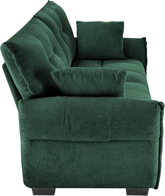 Modern Chenille Fabric 2-Seat Loveseat Sofa, Premium Upholstery Living Room Couch with Tufted Backrest & Comfortable Armrests and High-Resilience Memory Foam Cushions,Green