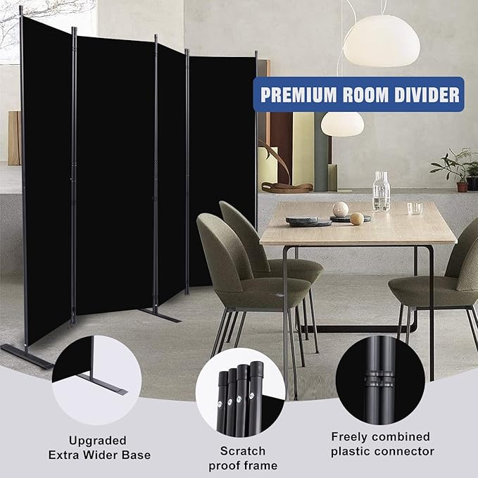 Room Divider 6FT Portable Room Dividers and Folding Privacy Screens, 88'' W Fabric Divider for Room Separation, 4 Panel Partition Room Dividers Freestanding Wall Divider Screen for Dorm Studio Office