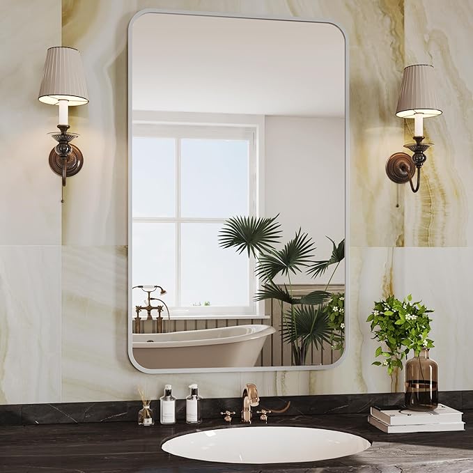Mirror for Bathroom, Espejo para baño,30x60 Silver Mirror Framed,Large Mirrors for Wall,Rectangle Bathroom Mirrors for Over Sink