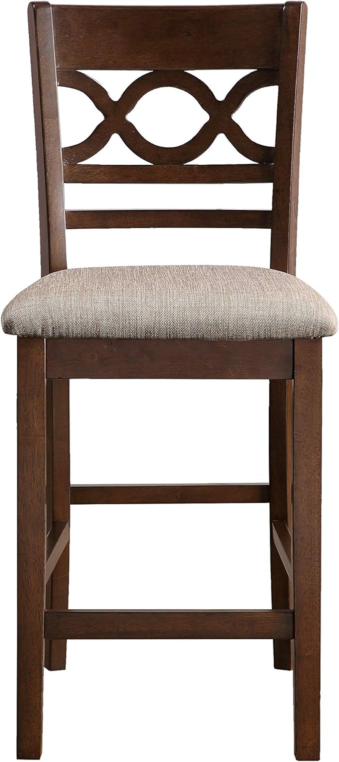 New Classic Furniture Cori 5-Piece Round Counter Set with 1 Dining Table and 4 Chairs, 42-Inch, Cherry Brown