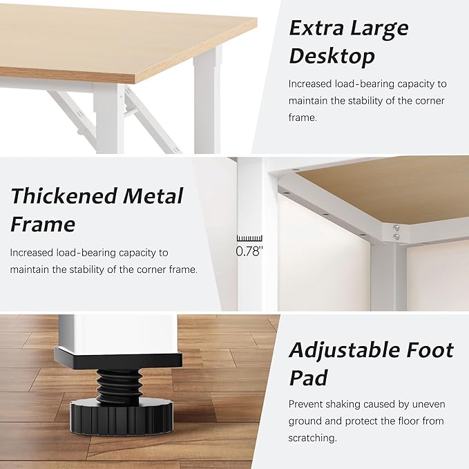Need Office Computer Desk - 47.2L Sturdy and Heavy Duty Folding Laptop Table,Writing Table/Home Office Desk/Sewing Table,No Assembly Required,Pink Oak&White AC5AW (120 * 60)