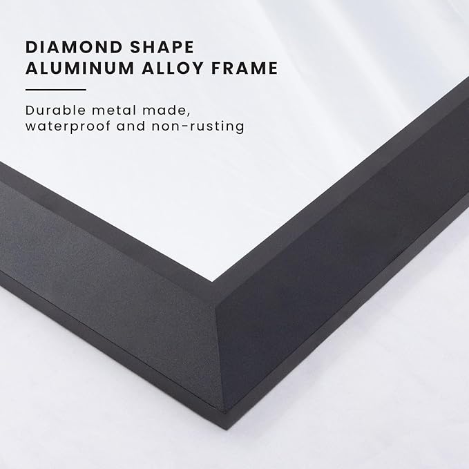 Amorho Black Bathroom Mirror, 48" x32" Thick Metal Framed Wall Mirrors for Over 2 Sinks, Bedroom, Living Room, Entryway, Large Rectangle Vanity Mirrors.