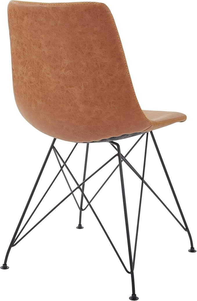 OSP Home Furnishings Trenton Modern Dining Chairs, Set of 2, Sand Faux Leather