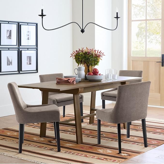 COLAMY Modern Dining Chairs Set of 6, Upholstered Corduroy Accent Side Leisure Chairs with Mid Back and Wood Legs for Living Room/Dining Room-Camel