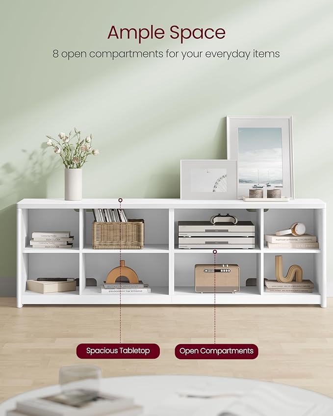 VASAGLE TV Stand for TVs up to 75 Inches, Entertainment Center with Storage Shelves, TV Console Table, Easy to Assemble, TV Cabinet for Living Room, Bedroom, Cloud White ULTV112W01
