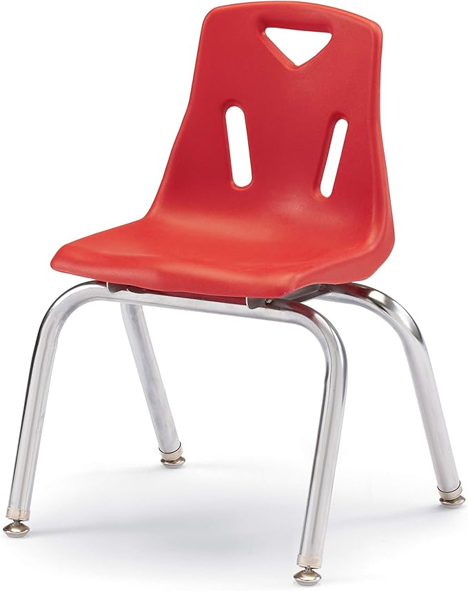 Jonti-Craft Berries 8144JC1008 Stacking Chair with Chrome-Plated Legs, 14" Height, Red