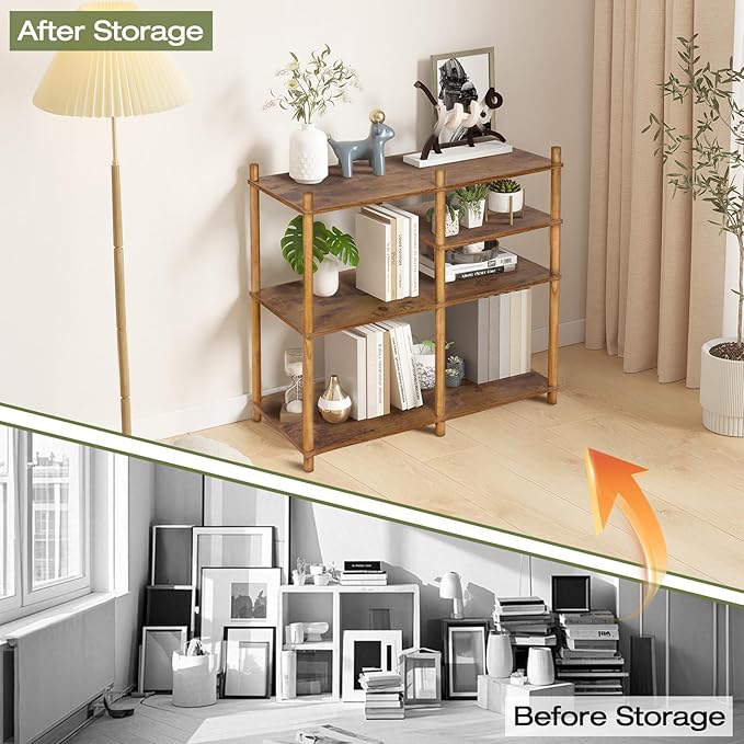 YGYQZ Wooden 3 Tier Storage Shelf, 5 Cube Short Small Book Shelf Simple and Natural Style Display Cubby Vertical Organizer Wood Open Storage Organizer for Small Space