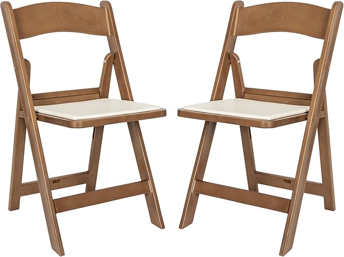 Flash Furniture Hercules Folding Resin– 2 Pack 800LB Weight Capacity Event Chair, Set of 2, Chestnut