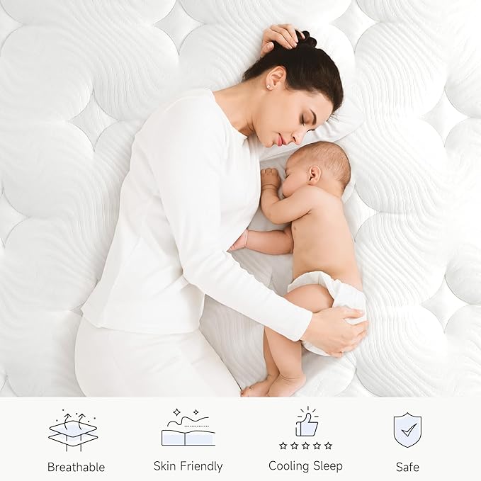 Vesgantti Full Size Mattress,12 Inch Hybrid Innerspring Mattress in a Box with Memory Foam,Support & Pressure Relief,Medium Firm Feel for Aults(Full Size)