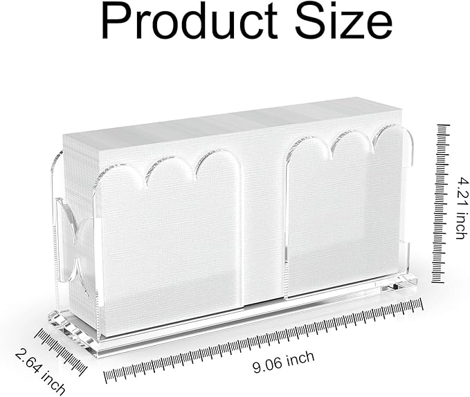 LUGUNU Acrylic Napkin Holder-Clear Scalloped Napkin Dispenser for Bathroom, Kitchen, Dining Room–Stylish Guest Hand Towel & Disposable Paper Holder for Weddings, Hotels, and Home Decor
