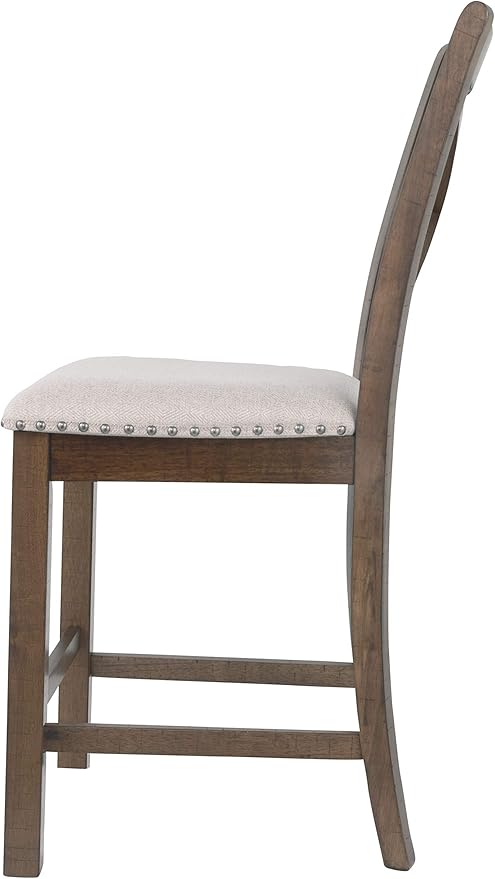 Signature Design by Ashley Moriville Rustic Farmhouse 24.5" Upholstered Barstool, 2 Count, Beige & Brown