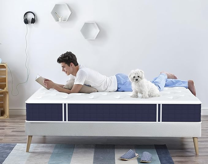 Coolvie Twin Mattress, 10 Inch Twin Size Hybrid Mattress, Individual Pocket Springs with Memory Foam, Bed in a Box, Cooler Sleep with Pressure Relief and Support