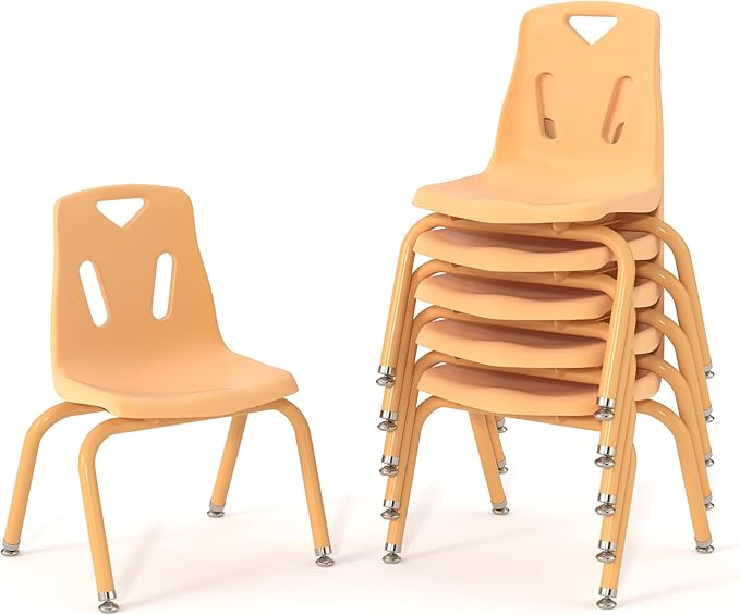 Berries Jonti-Craft 8126JC6251 Stacking Chairs with Powder-Coated Legs, 16" Height, Camel, Pack of 6