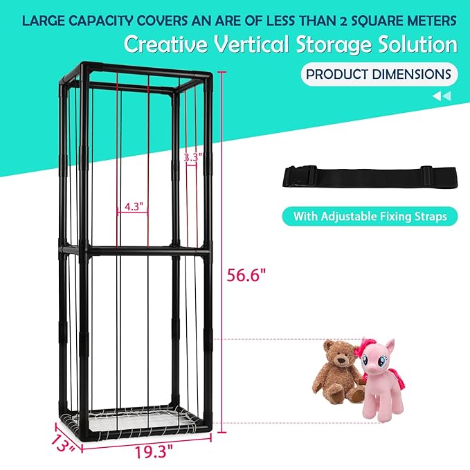 Stuffed Animal Zoo Storage Stuffed Animal Holder PVC Plush Storage Organizer Shelf with Elastic Band for Birthday Gift for Nursery Play Room Bedroom (Black)