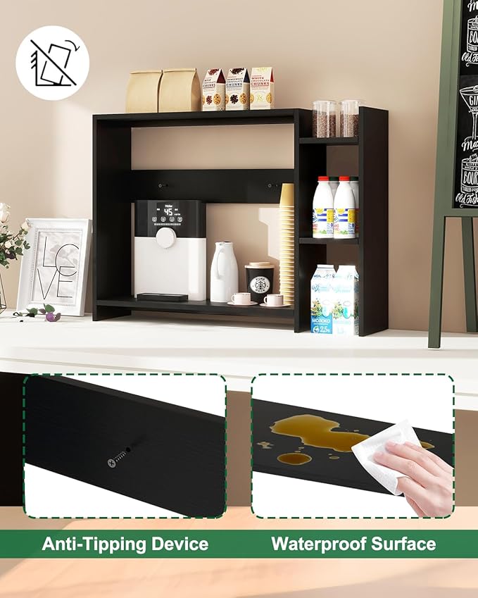IBUYKE Desktop Bookshelf,36.8" Desktop Organizer Shelf,Wood Desk Hutch for Computer Monitor,Display Shelf for Office Home Dormitory,Black TMZ008B