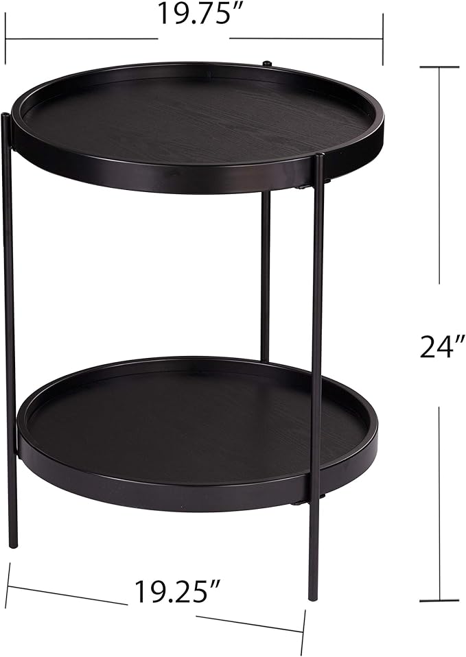 SEI Furniture Verlington End Table, Black