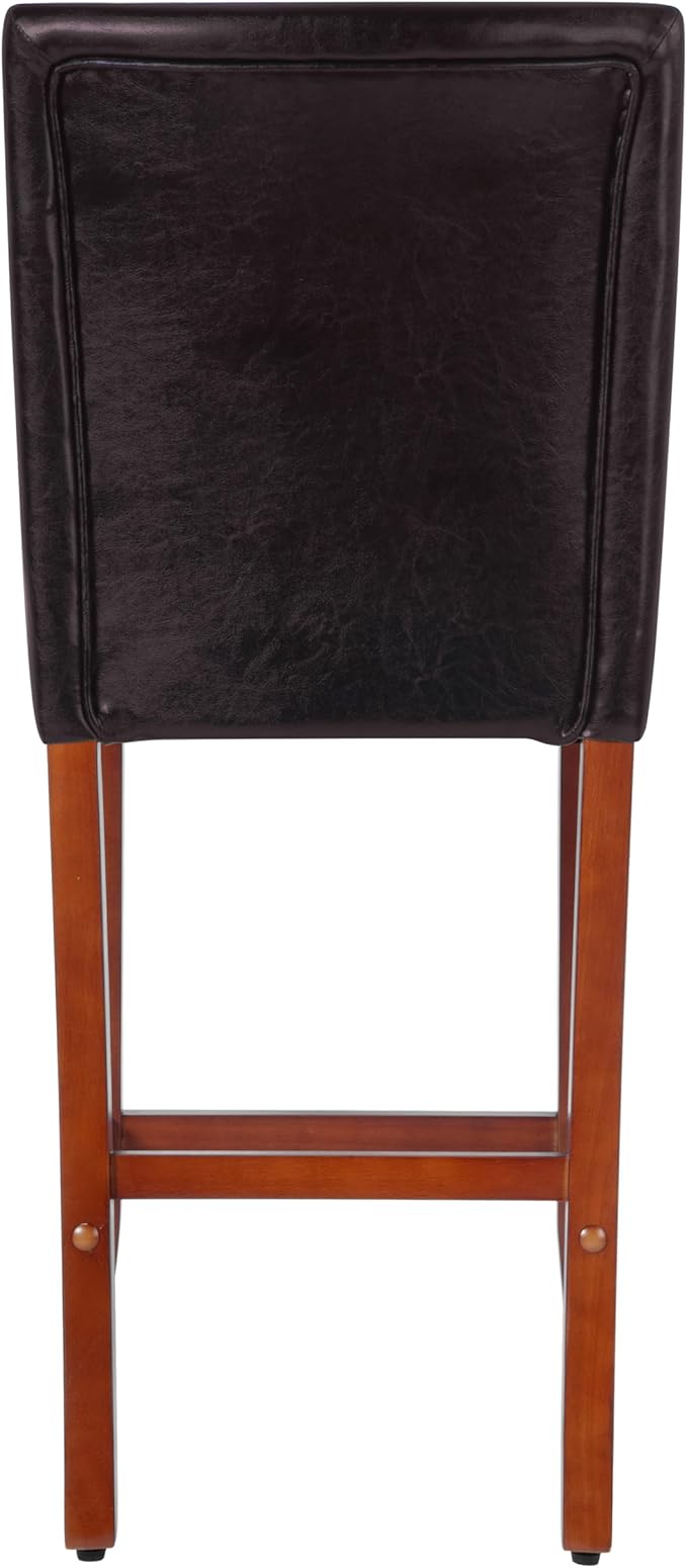 HomePop Home Decor | Classic Counter Height Bar Stools | 29 Inch Bar Stools | Decorative Home Furniture (Dark Brown Faux Leather) Single Pack