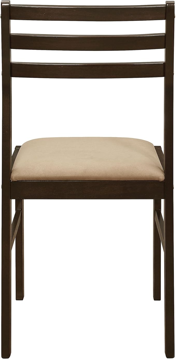 Coaster Home Furnishings 3-Piece Round Wood Dining Room Set Drop Leaf Extension Table Ladder Back Side Chairs Upholstered Seat Cushions Cappuccino and Tan 130005