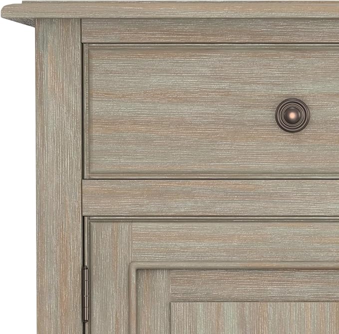 SIMPLIHOME Connaught 40-inch Wide Solid Wood Storage Cabinet in Distressed Grey for Entryway, Living Room, Organizer for Hats, Gloves, Shoes, Keys, Slim Design, Traditional Style